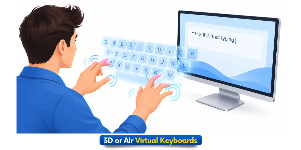 3D or air virtual keyboard controlled by hand gestures