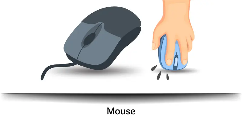Computer mouse used for point-and-click interaction with screen interface