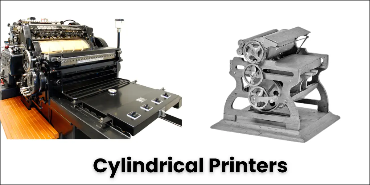 cylindrical printer with rotating drum mechanism