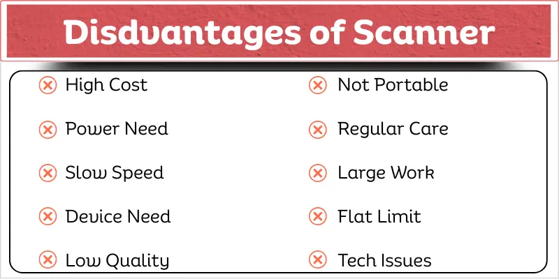 Disadvantages of scanner in computer with main drawbacks.