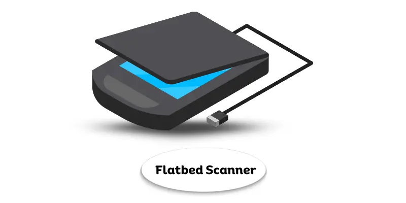 Flatbed scanner used for scanning documents and photos.