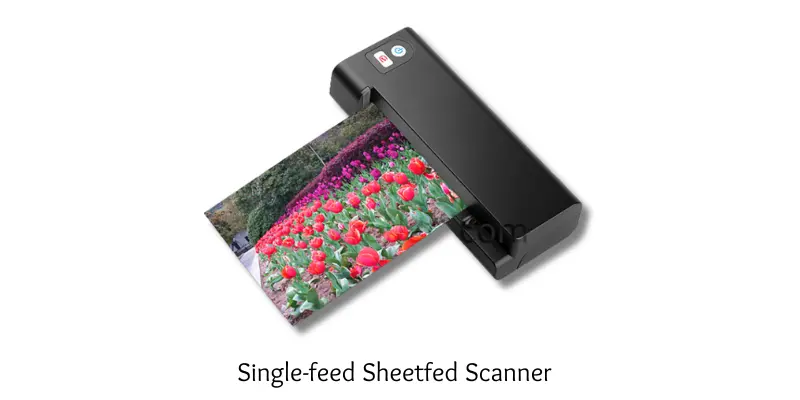 Image of single-feed sheetfed scanner with photo scanning capability.