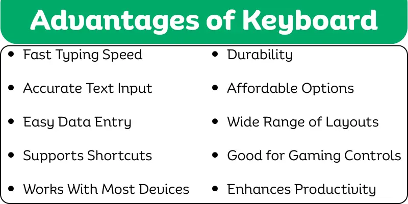 List of top advantages of using a keyboard for typing and productivity