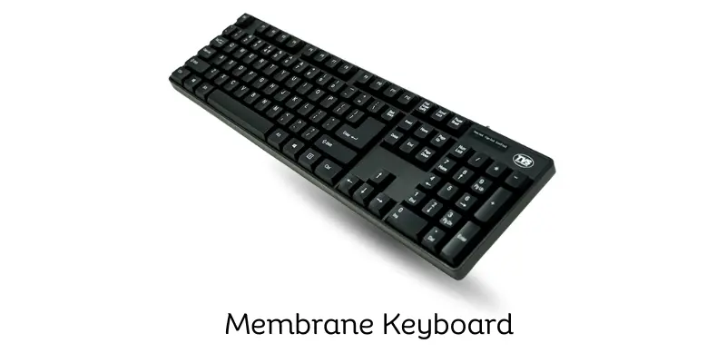 Black membrane keyboard with quiet key design