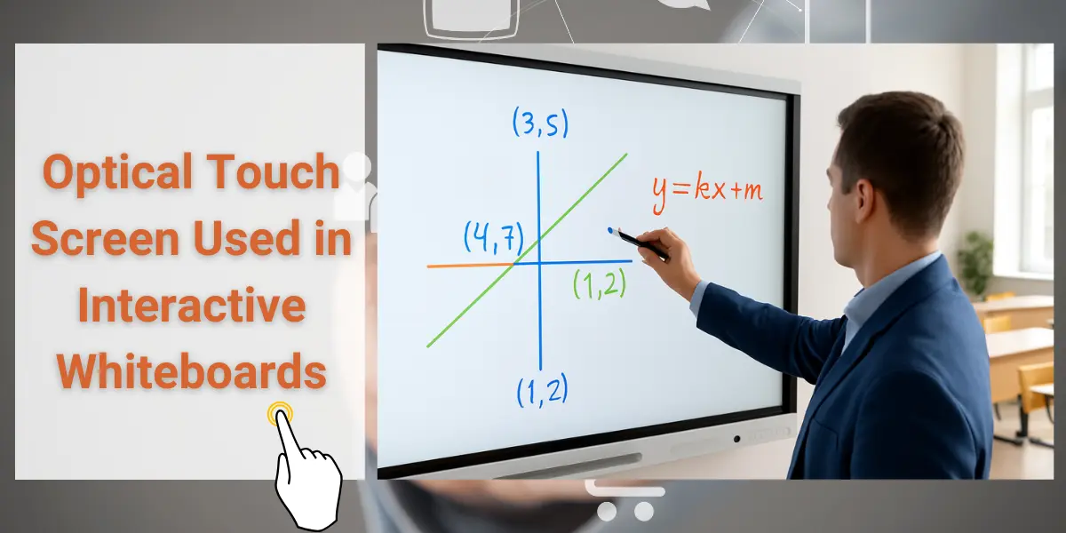 Optical touch screen used in interactive whiteboards