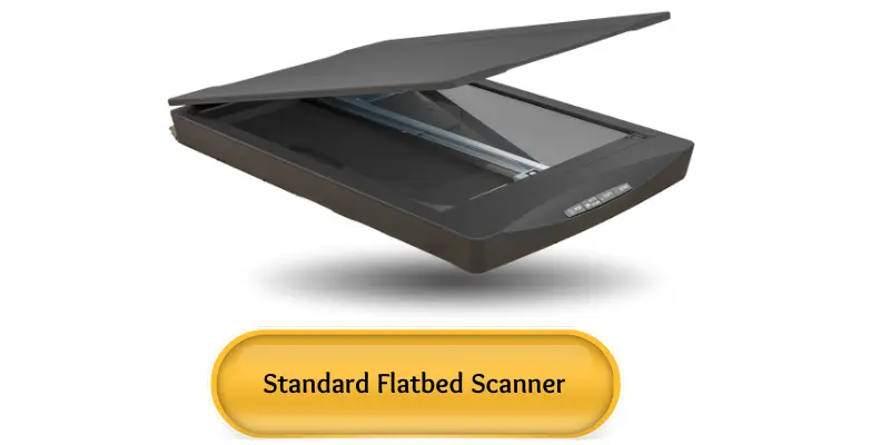 Image of standard flatbed scanner with open lid