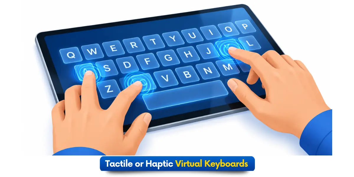 Tactile or haptic virtual keyboard with touch feedback