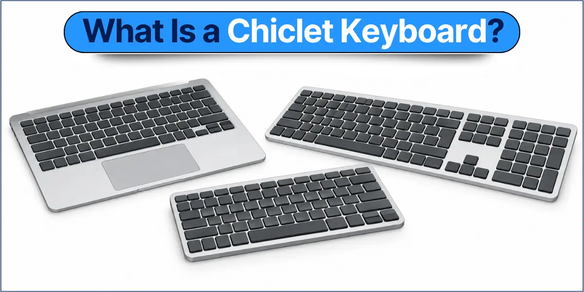 Three chiclet keyboards with flat, low-profile, separated keys
